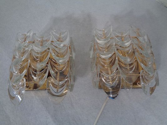 Gilded Brass and Crystal Glass Sconces by Ernst Palme for Palwa, 1960s, Set of 2-RDW-692802