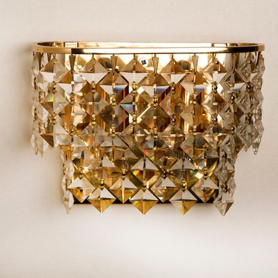 Gilded Brass and Crystal Glass Wall Sconces from Palwa, Germany, 1960s, Set of 2-VDW-913245