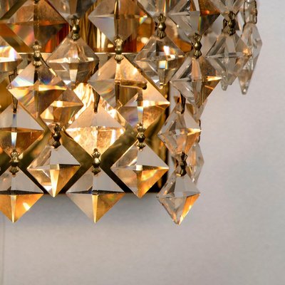 Gilded Brass and Crystal Glass Wall Sconces from Palwa, Germany, 1960s, Set of 2-VDW-913245