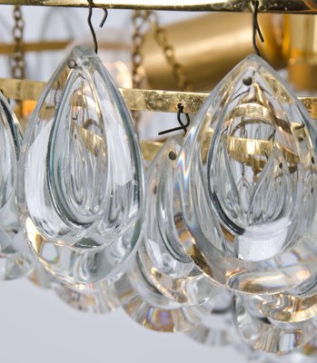 Gilded Brass and Faceted Crystal Chandeliers by Palwa, 1960s, Set of 2-VDW-860202