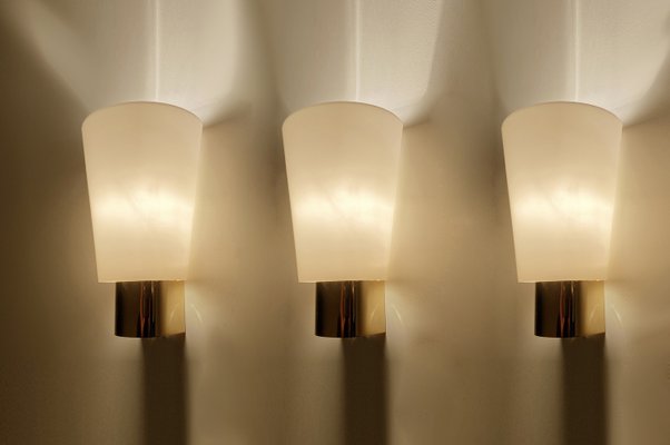 Gilded Brass and Glass Sconces from Limburg, Set of 3-GUT-2023463