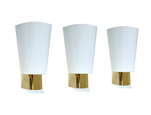 Gilded Brass and Glass Sconces from Limburg, Set of 3-GUT-2023463