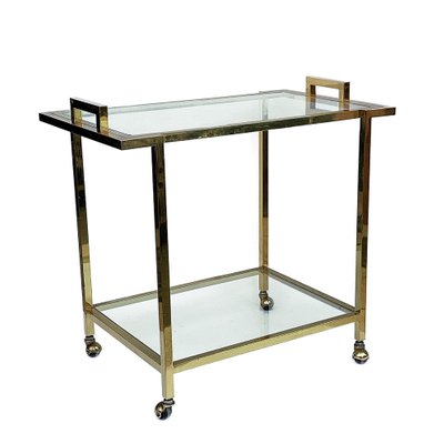 Gilded Brass and Glass Trolley with Service Tray, Italy, 1980s-JDR-1126188