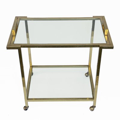 Gilded Brass and Glass Trolley with Service Tray, Italy, 1980s-JDR-1126188