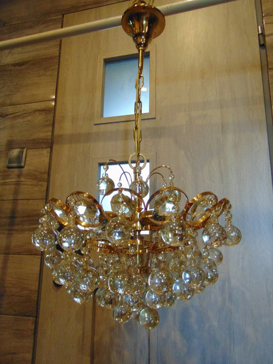 Gilded Brass Chandelier by Christoph Palme for Palwa, 1960s