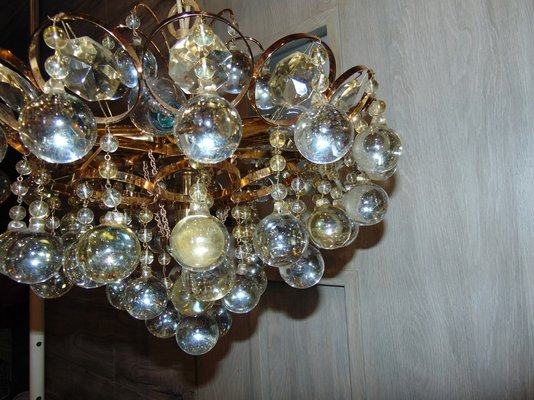 Gilded Brass Chandelier by Christoph Palme for Palwa, 1960s-CAQ-1279098