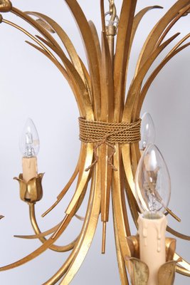 Gilded Brass Wheat Sheaf Chandeliers, Italy, 1970s, Set of 2-GCG-1817489