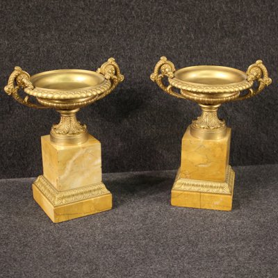 Gilded Bronze and Yellow Marble Risers, 1930s, Set of 2-RP-1723003