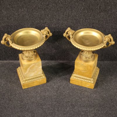 Gilded Bronze and Yellow Marble Risers, 1930s, Set of 2-RP-1723003