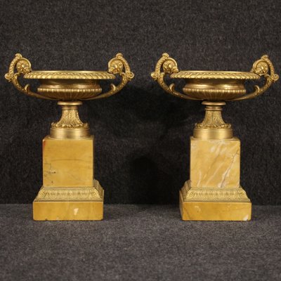 Gilded Bronze and Yellow Marble Risers, 1930s, Set of 2-RP-1723003