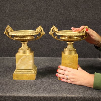 Gilded Bronze and Yellow Marble Risers, 1930s, Set of 2-RP-1723003