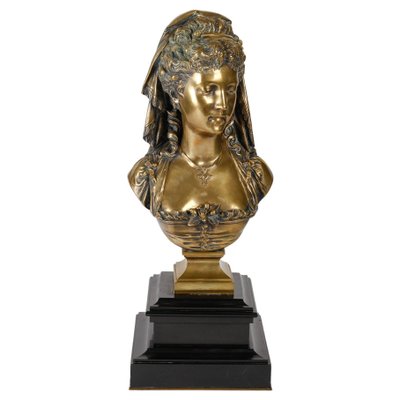 Gilded Bronze Bust by Eugène Antoine François Aizelin.-WFS-1793977