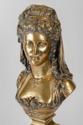 Gilded Bronze Bust by Eugène Antoine François Aizelin.-WFS-1793977