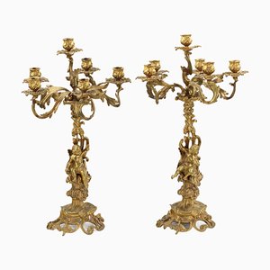 Gilded Bronze Candelabras, 19th Century, Set of 2-WMV-1767179