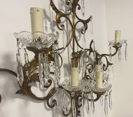 Gilded Bronze & Crystal Sconces, Set of 2-VHF-967914