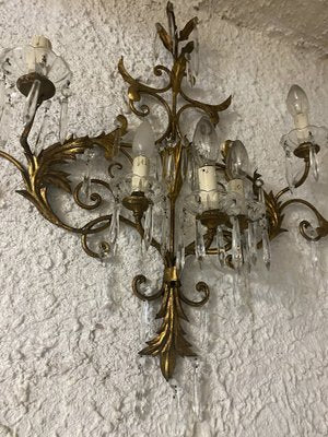 Gilded Bronze & Crystal Sconces, Set of 2-VHF-967914