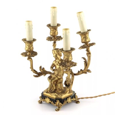 Gilded Bronze Lamp with Cupids Playing Music, Set of 2-WMV-1129888