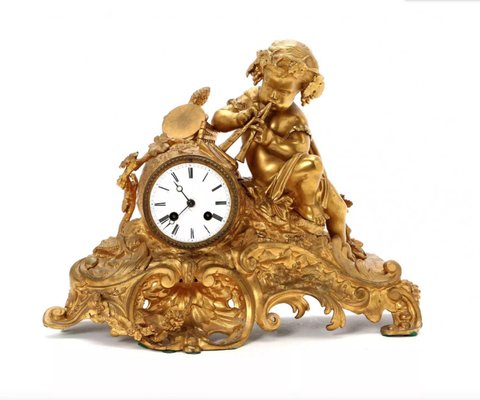 Gilded Bronze Mantel Clock-WMV-1126978