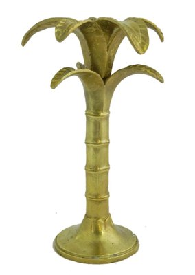 Gilded Bronze Palm Tree Candleholder, 1980s-RIU-589470