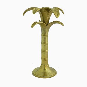 Gilded Bronze Palm Tree Candleholder, 1980s-RIU-589470