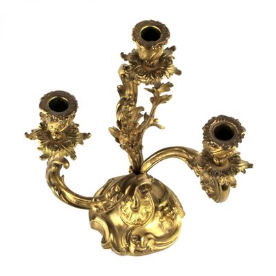 Gilded Bronze Rocaille Candelabras, Set of 2-WMV-1129333