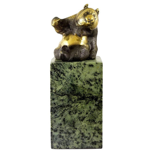 Gilded Bronze Sculpture with Patina Representing a Panda, 20th Century