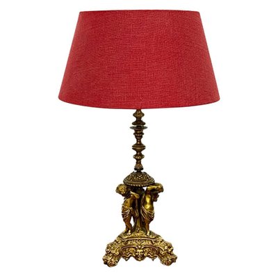 Gilded Bronze Table Lamp with Musical Putti-UCH-1224348