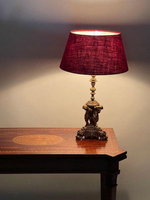 Gilded Bronze Table Lamp with Musical Putti-UCH-1224348