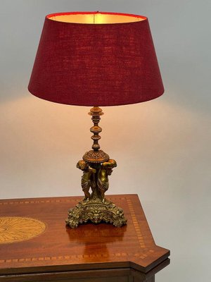 Gilded Bronze Table Lamp with Musical Putti-UCH-1224348