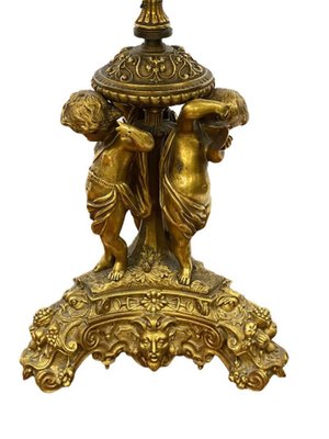 Gilded Bronze Table Lamp with Musical Putti-UCH-1224348