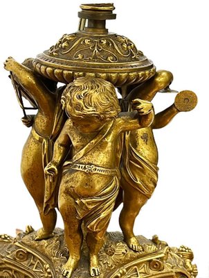 Gilded Bronze Table Lamp with Musical Putti-UCH-1224348