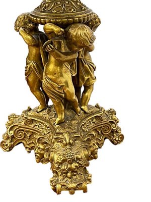 Gilded Bronze Table Lamp with Musical Putti-UCH-1224348