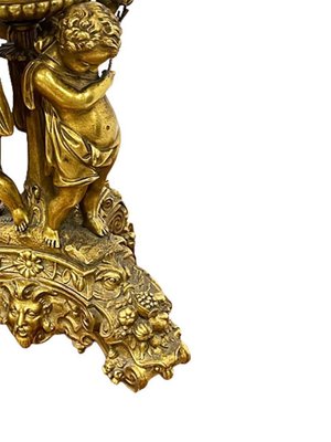 Gilded Bronze Table Lamp with Musical Putti-UCH-1224348