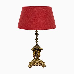 Gilded Bronze Table Lamp with Musical Putti-UCH-1224348