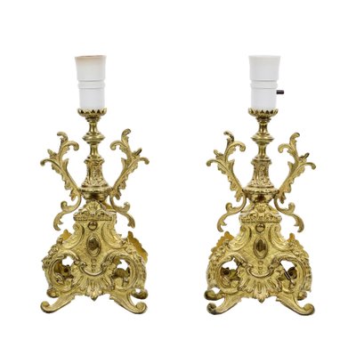 Gilded Bronze Table Lamps, 1890s, Set of 2-WMV-1767203