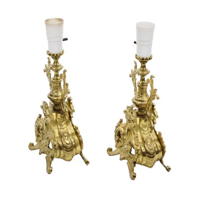 Gilded Bronze Table Lamps, 1890s, Set of 2-WMV-1767203