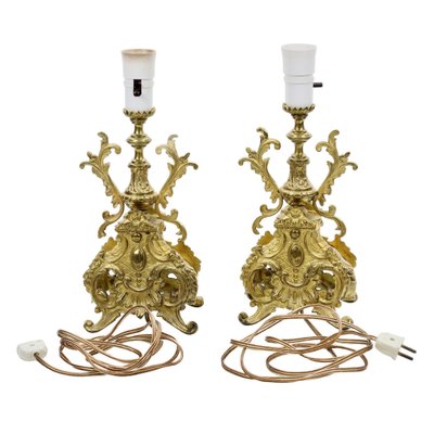 Gilded Bronze Table Lamps, 1890s, Set of 2-WMV-1767203