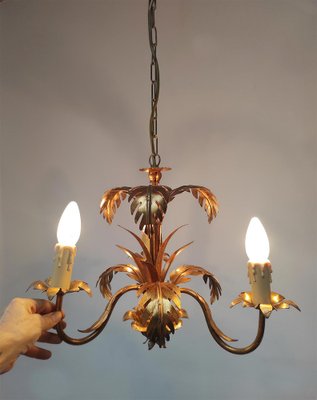 Gilded Italian Chandelier with Palm Leaves, 1980s-JWI-1772434