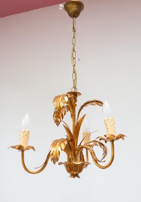 Gilded Italian Chandelier with Palm Leaves, 1980s-JWI-1772434