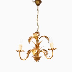 Gilded Italian Chandelier with Palm Leaves, 1980s-JWI-1772434