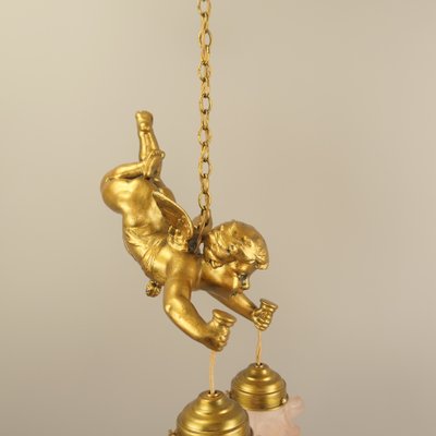 Gilded Metal Angel Figure Ceiling Light, 1910s-KDB-2041974