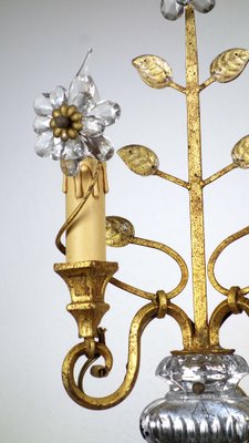 Gilded Metal & Crystal Wall Lamps from Maison Bagues, 1960s, Set of 2-NGU-1786880