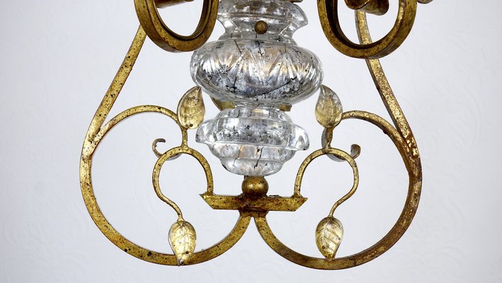 Gilded Metal & Crystal Wall Lamps from Maison Bagues, 1960s, Set of 2-NGU-1786875