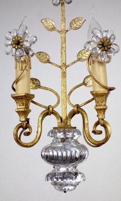 Gilded Metal & Crystal Wall Lamps from Maison Bagues, 1960s, Set of 2-NGU-1786880