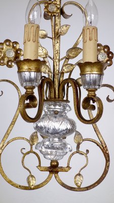 Gilded Metal & Crystal Wall Lamps from Maison Bagues, 1960s, Set of 2-NGU-1786875