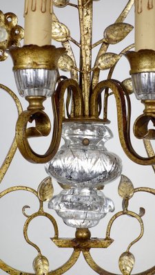 Gilded Metal & Crystal Wall Lamps from Maison Bagues, 1960s, Set of 2-NGU-1786875