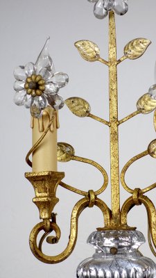 Gilded Metal & Crystal Wall Lamps from Maison Bagues, 1960s, Set of 2-NGU-1786880