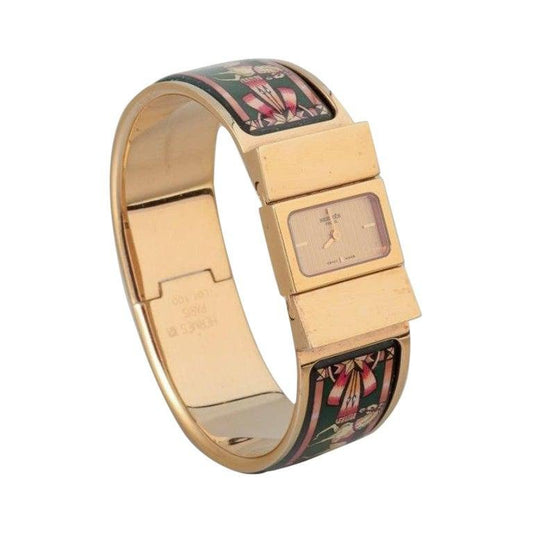 Gilded Metal & Enamel Work Wristwatch from Hermes, 1970s