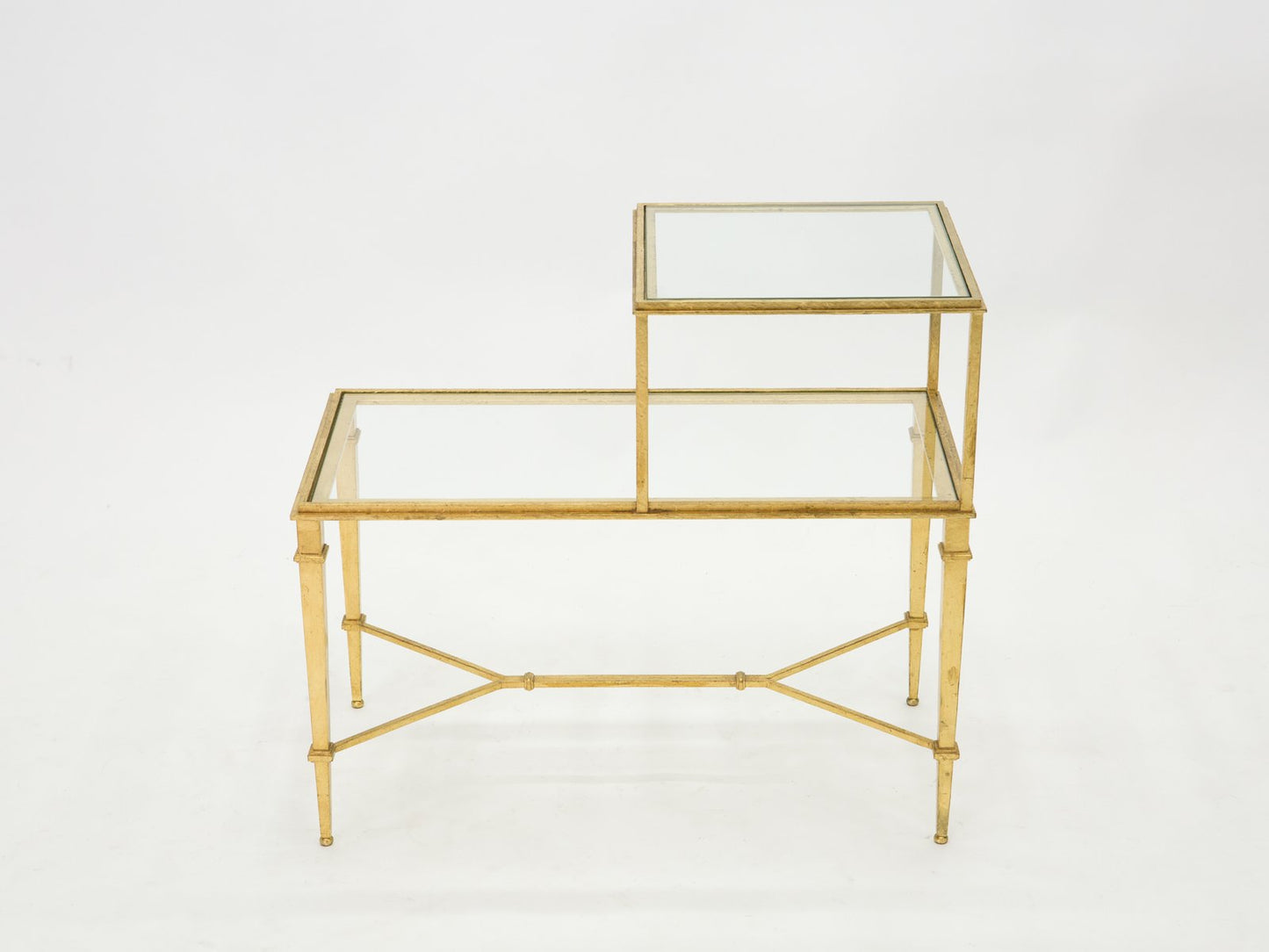 Gilded Wrought Iron End Table by Roger Thibier, 1960s