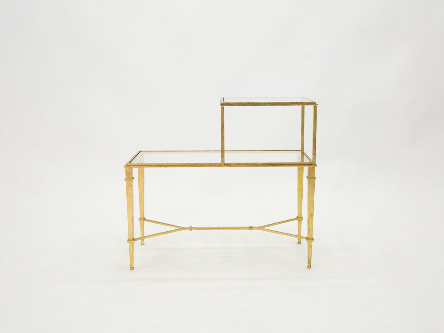 Gilded Wrought Iron End Table by Roger Thibier, 1960s